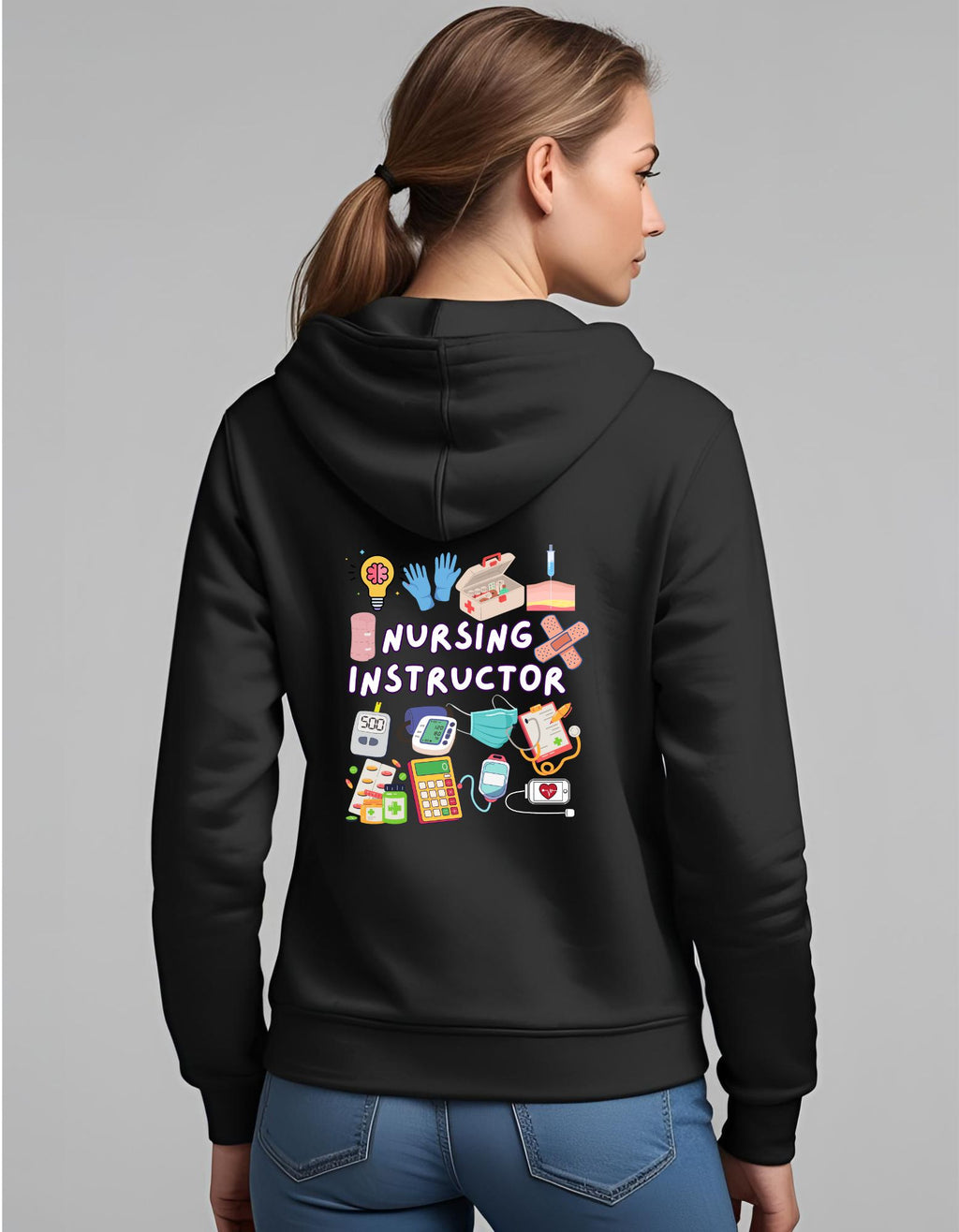Zip up Hoodie with Nursing Instructor print